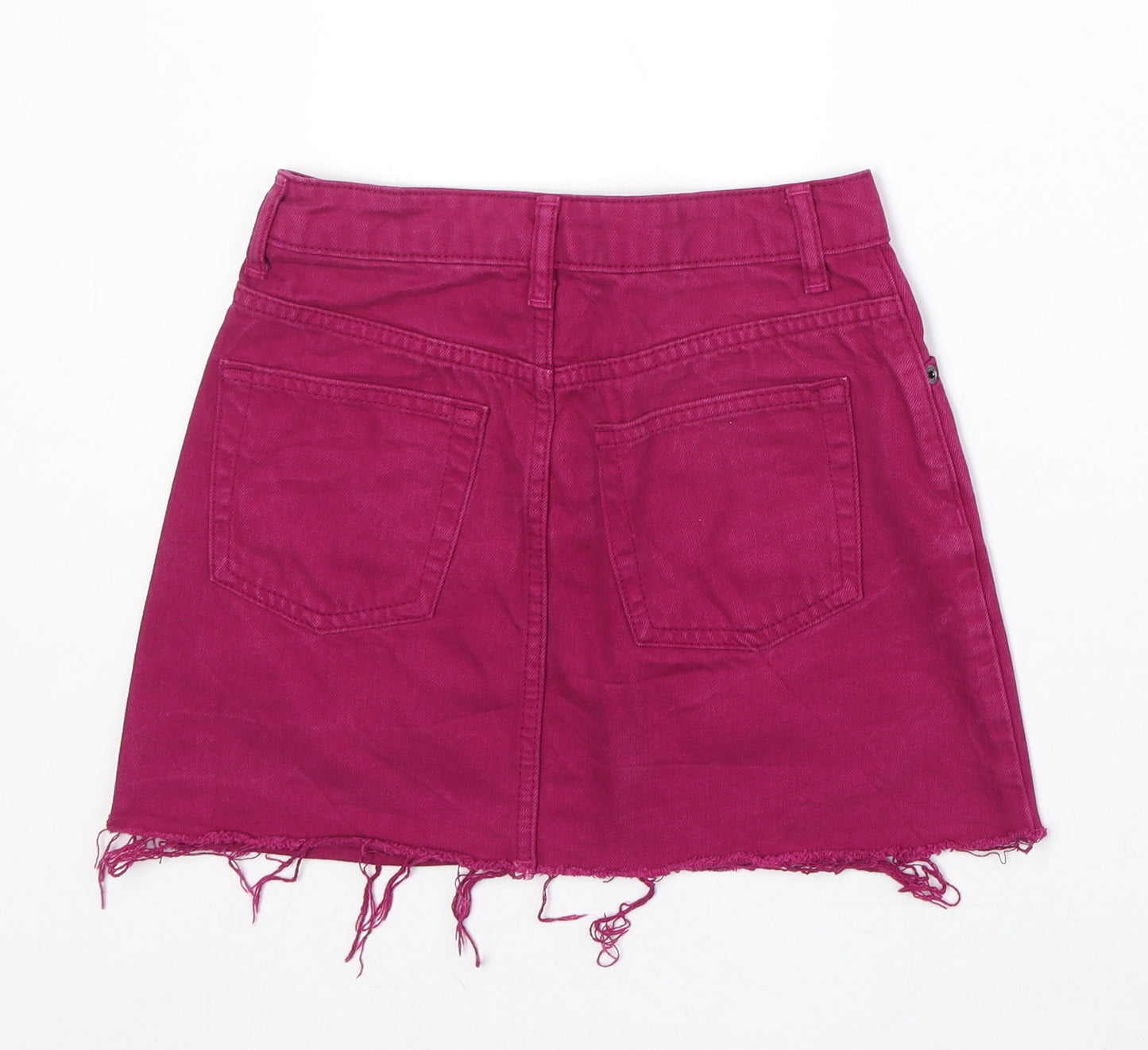 Topshop Womens Purple Cotton A-Line Skirt Size 4 Zip