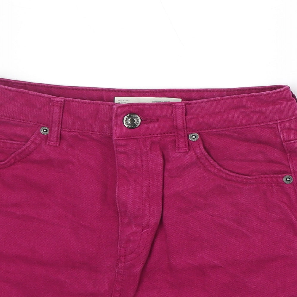 Topshop Womens Purple Cotton A-Line Skirt Size 4 Zip