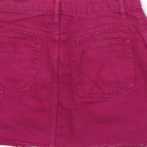 Topshop Womens Purple Cotton A-Line Skirt Size 4 Zip