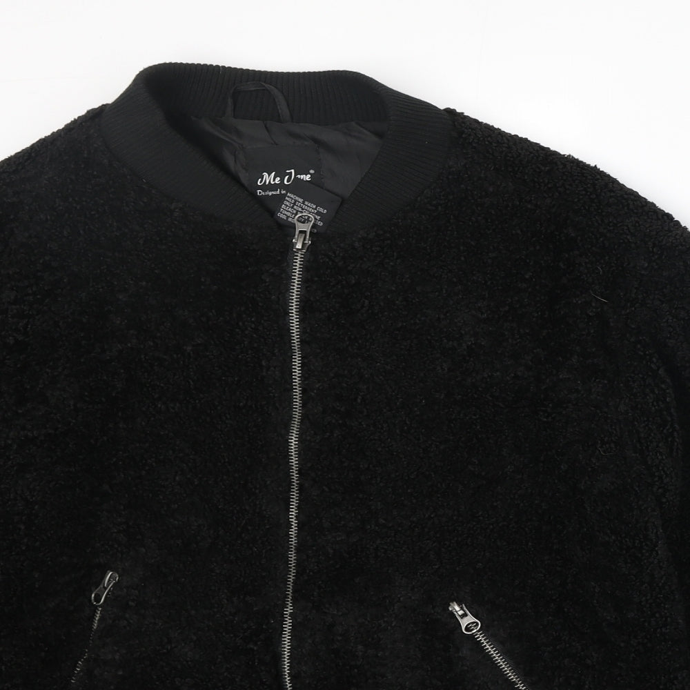 Me Jane Womens Black Bomber Jacket Jacket Size S Zip