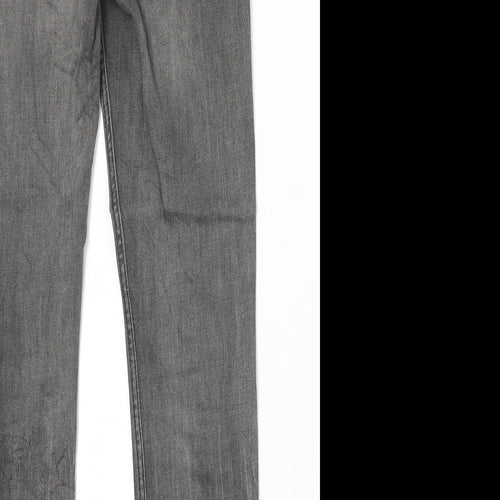 H&M Womens Grey Cotton Straight Jeans Size 23 in Extra-Slim Zip
