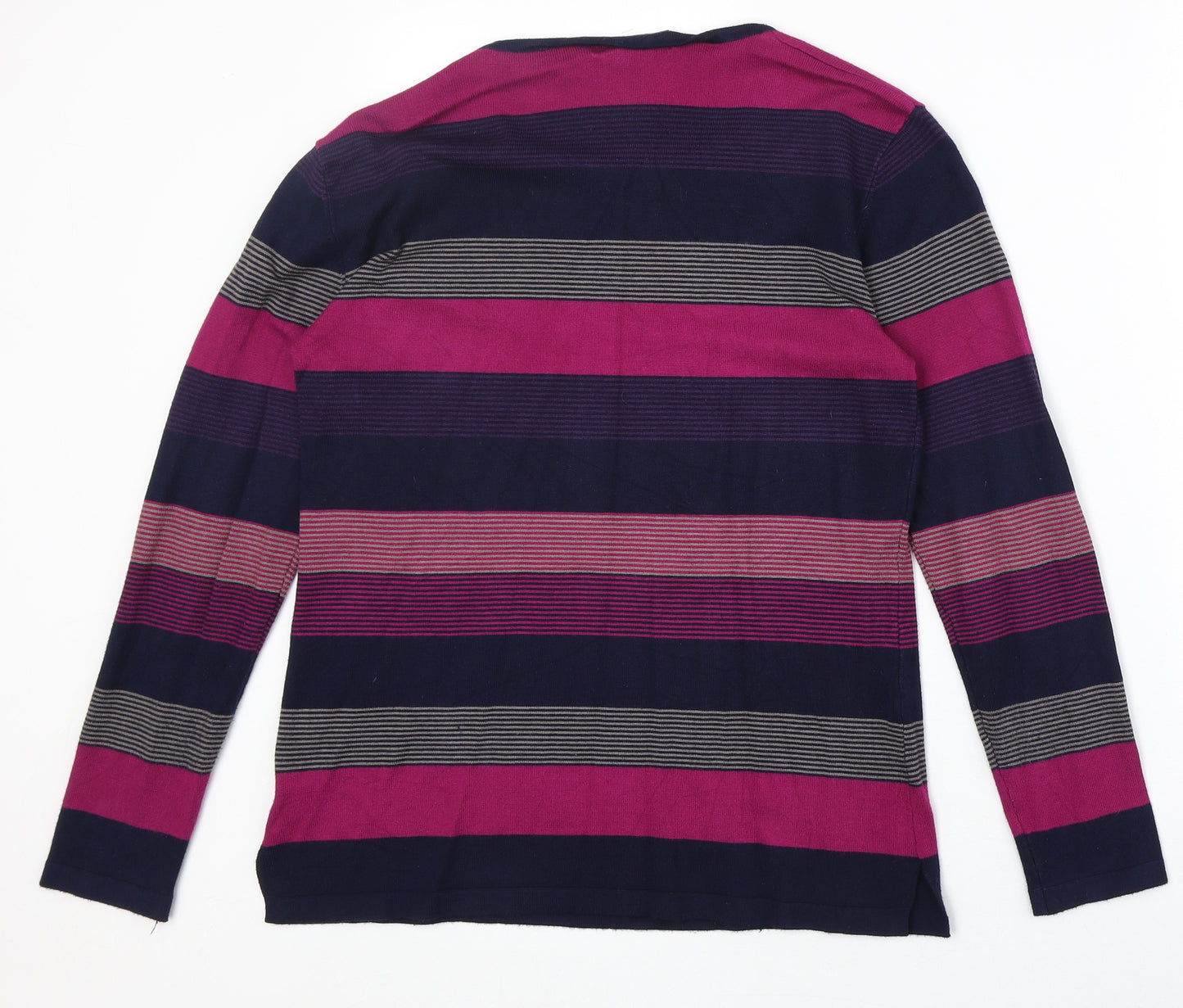 Just Elegance Womens Multicoloured Round Neck Striped Viscose Pullover Jumper Size M