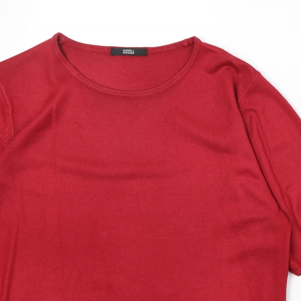 Marks and Spencer Womens Red Round Neck Acrylic Pullover Jumper Size 14