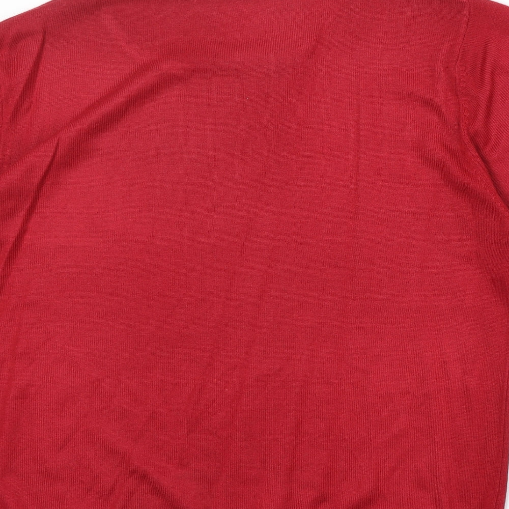 Marks and Spencer Womens Red Round Neck Acrylic Pullover Jumper Size 14