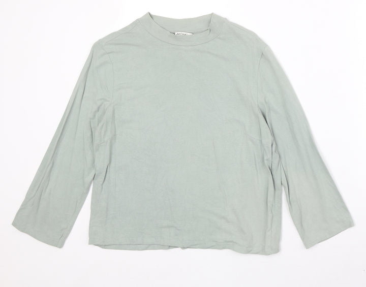 Monki Womens Green Polyester Basic T-Shirt Size M Round Neck