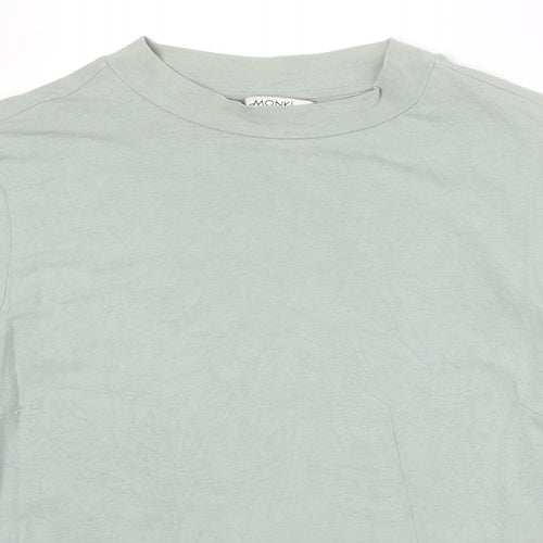 Monki Womens Green Polyester Basic T-Shirt Size M Round Neck