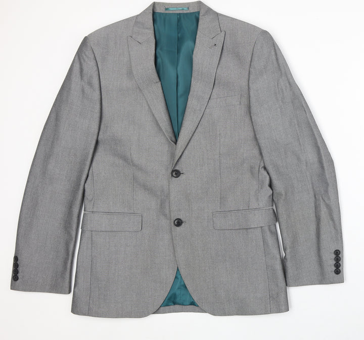 NEXT Mens Grey Polyester Jacket Suit Jacket Size 38 Regular