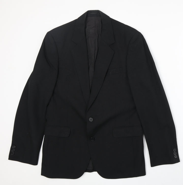 Falconry Mens Black Polyester Jacket Suit Jacket Size 38 Regular