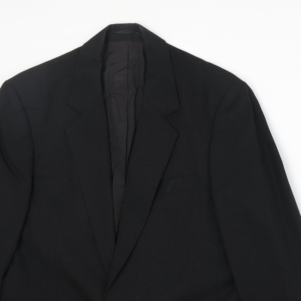 Falconry Mens Black Polyester Jacket Suit Jacket Size 38 Regular