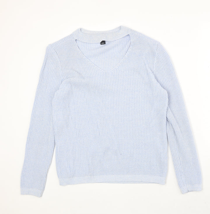 Atmosphere Womens Blue V-Neck Acrylic Pullover Jumper Size L