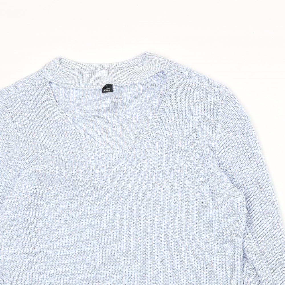 Atmosphere Womens Blue V-Neck Acrylic Pullover Jumper Size L