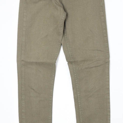 Topshop Womens Green Cotton Skinny Jeans Size 25 in Regular Zip