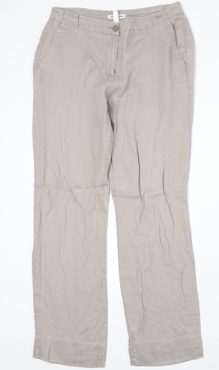 Punt Roma Womens Beige Polyester Trousers Size 12 Regular Zip