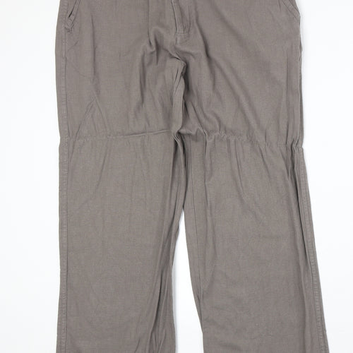 Avenue Womens Beige Linen Trousers Size 36 in Regular Zip