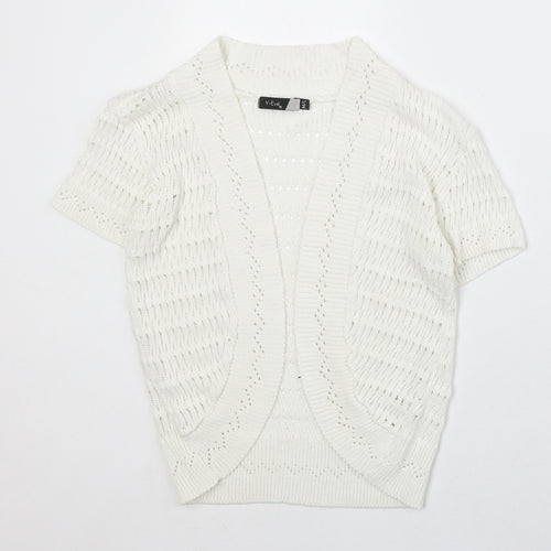 V Eve Womens Ivory V-Neck Geometric Cotton Cardigan Jumper Size M - Size M/L