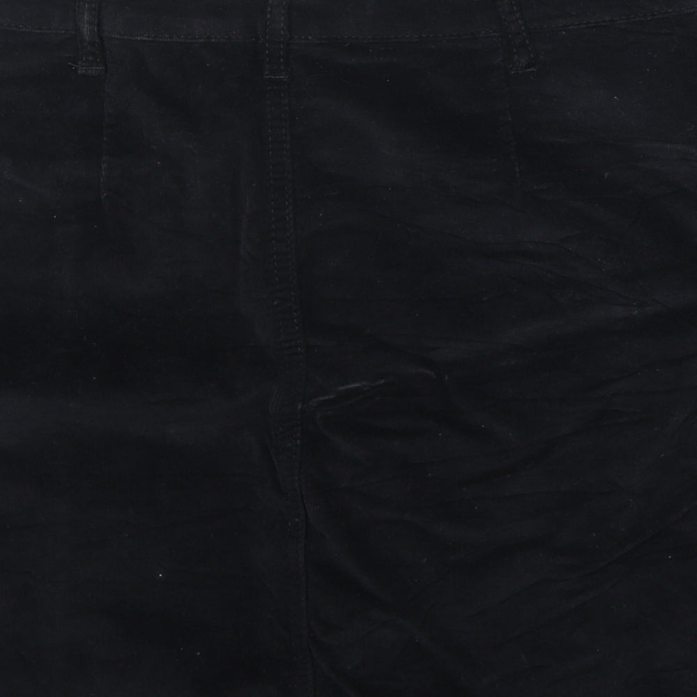 Select Womens Black Cotton A-Line Skirt Size 6 Button