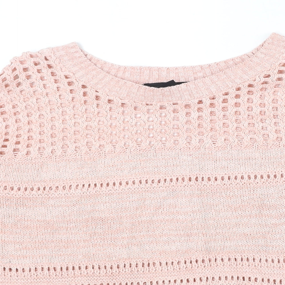 Atmosphere Womens Pink Round Neck Cotton Pullover Jumper Size S