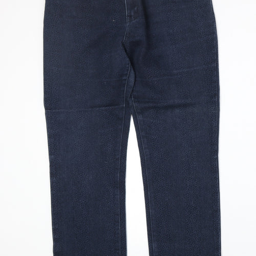 YL Womens Blue Animal Print Cotton Straight Jeans Size 30 in Regular Zip - Cheetah Print