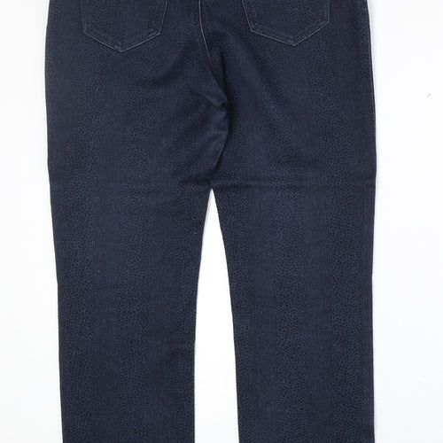 YL Womens Blue Animal Print Cotton Straight Jeans Size 30 in Regular Zip - Cheetah Print