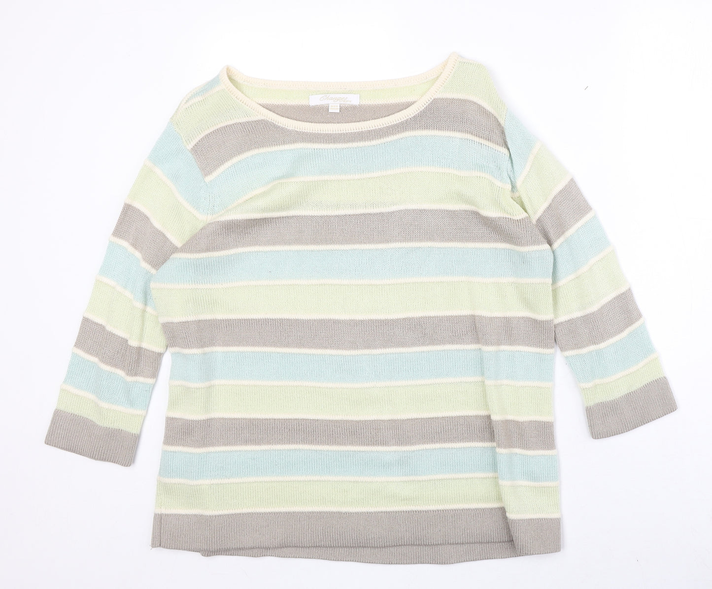 Changes Womens Multicoloured Boat Neck Striped Acrylic Pullover Jumper Size 12