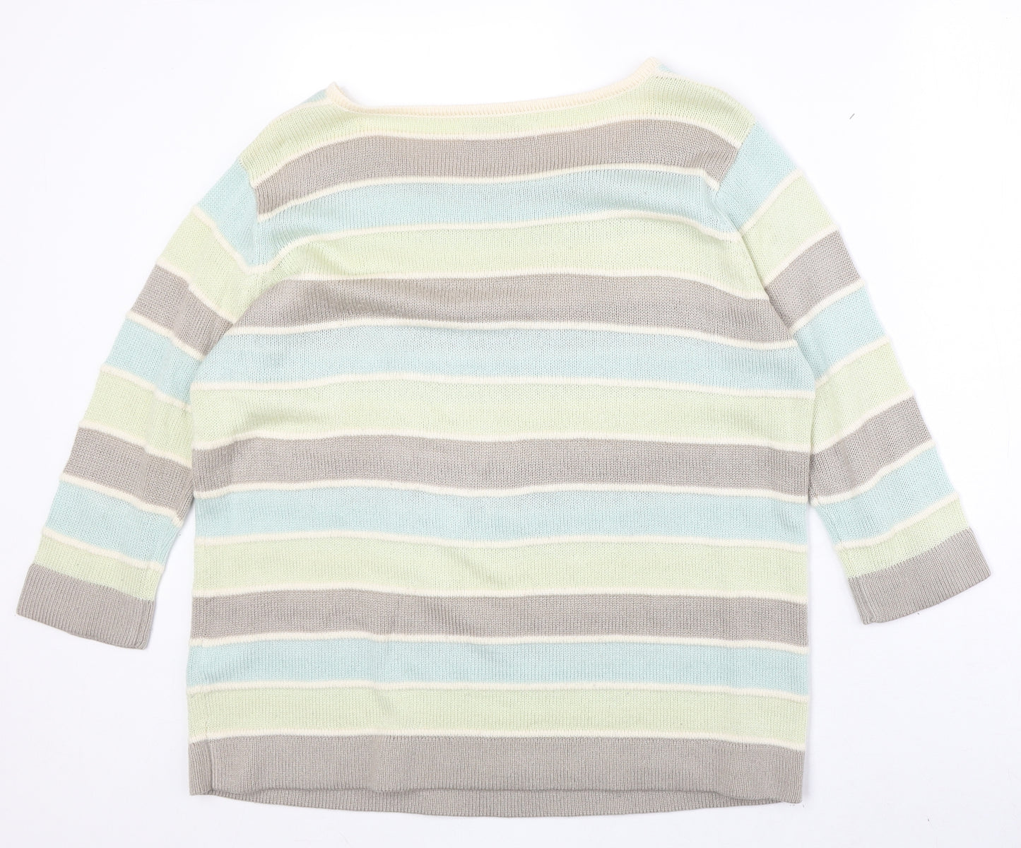 Changes Womens Multicoloured Boat Neck Striped Acrylic Pullover Jumper Size 12