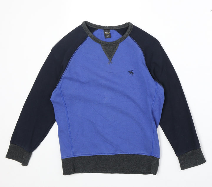 Mobacco Boys Blue Geometric 100% Cotton Pullover Sweatshirt Size 8-9 Years Pullover