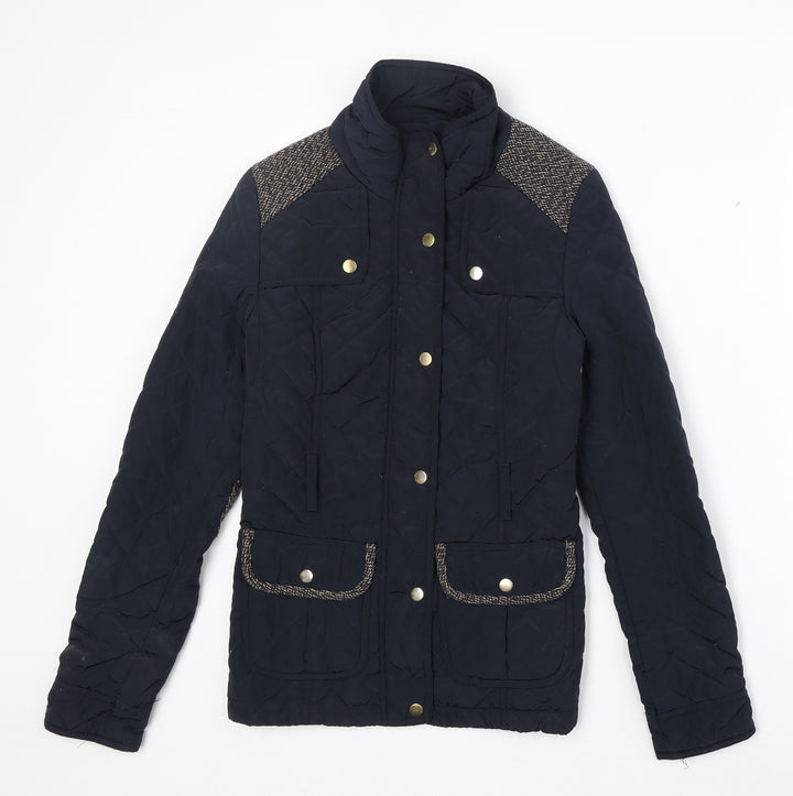 Atmosphere Womens Blue Quilted Jacket Size 6 Snap