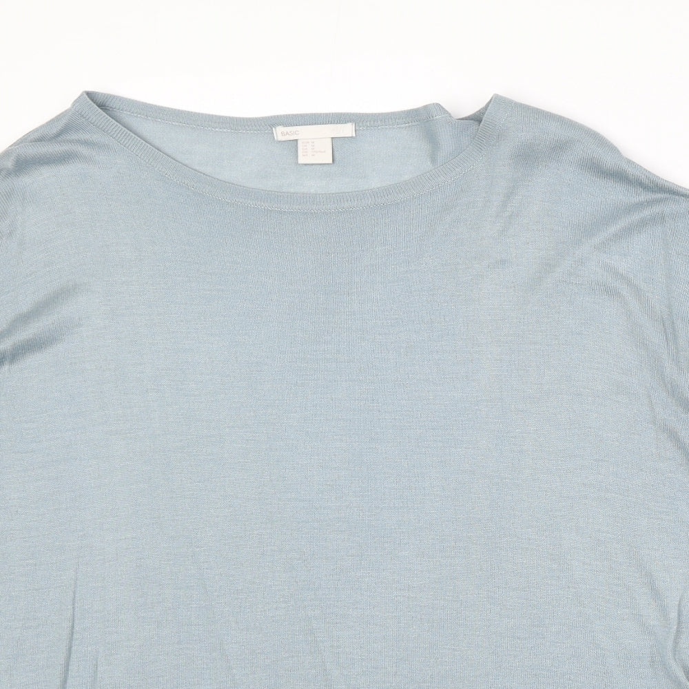 H&M Womens Blue Round Neck Acrylic Pullover Jumper Size M