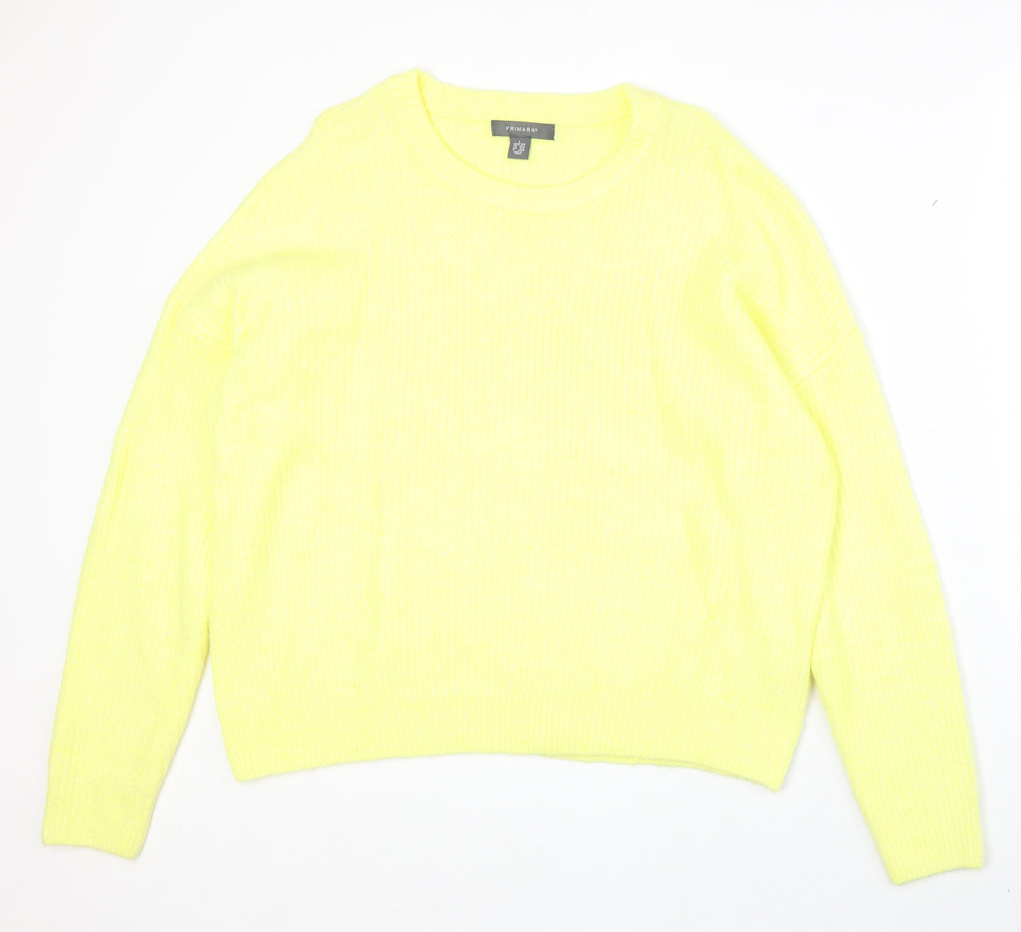Primark Womens Yellow Round Neck Acrylic Pullover Jumper Size L