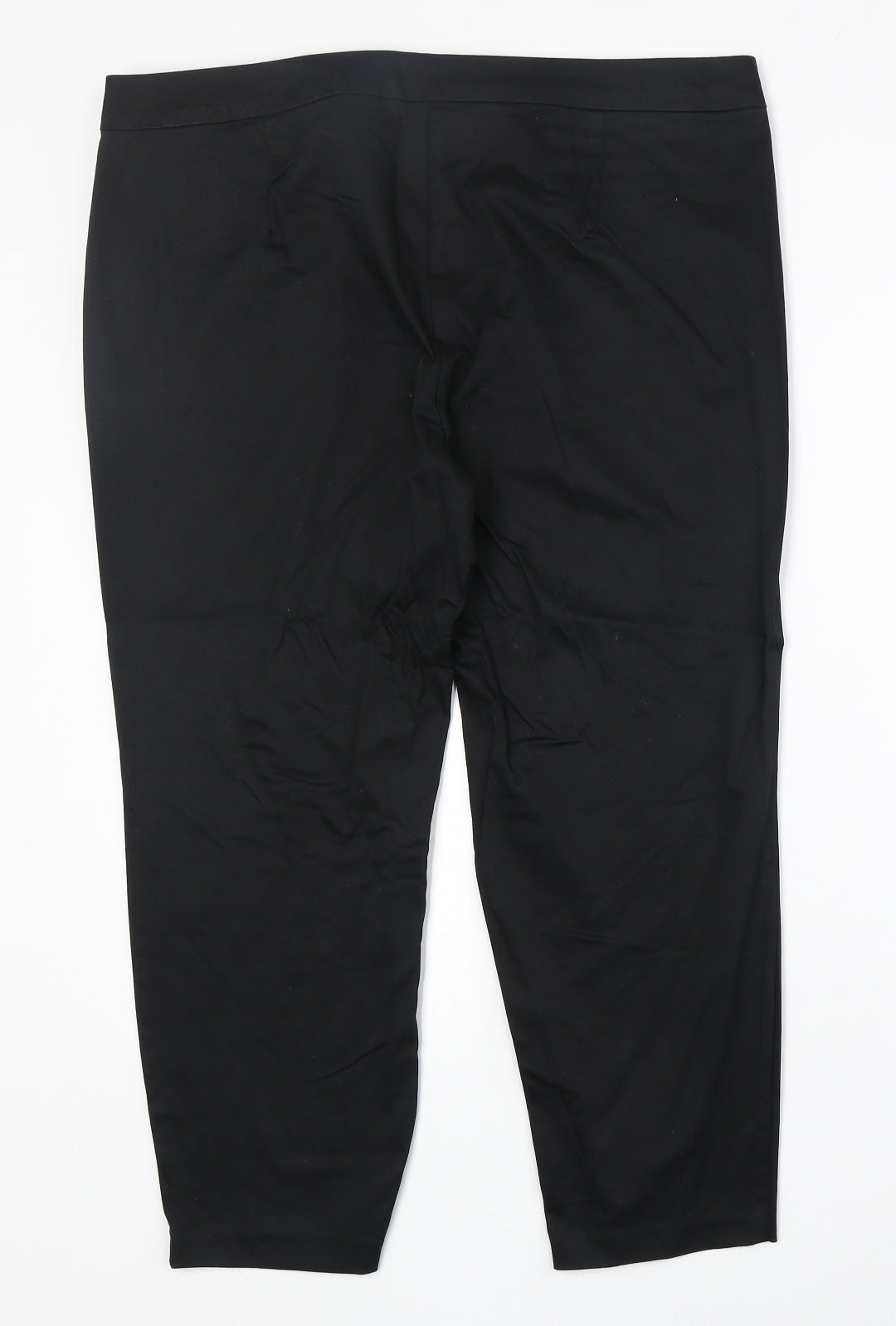 Marks and Spencer Womens Black Cotton Capri Trousers Size 18 Regular Zip