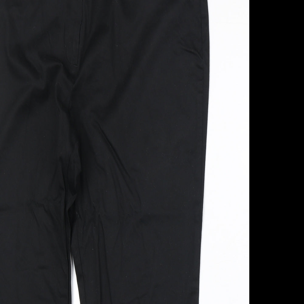 Marks and Spencer Womens Black Cotton Capri Trousers Size 18 Regular Zip