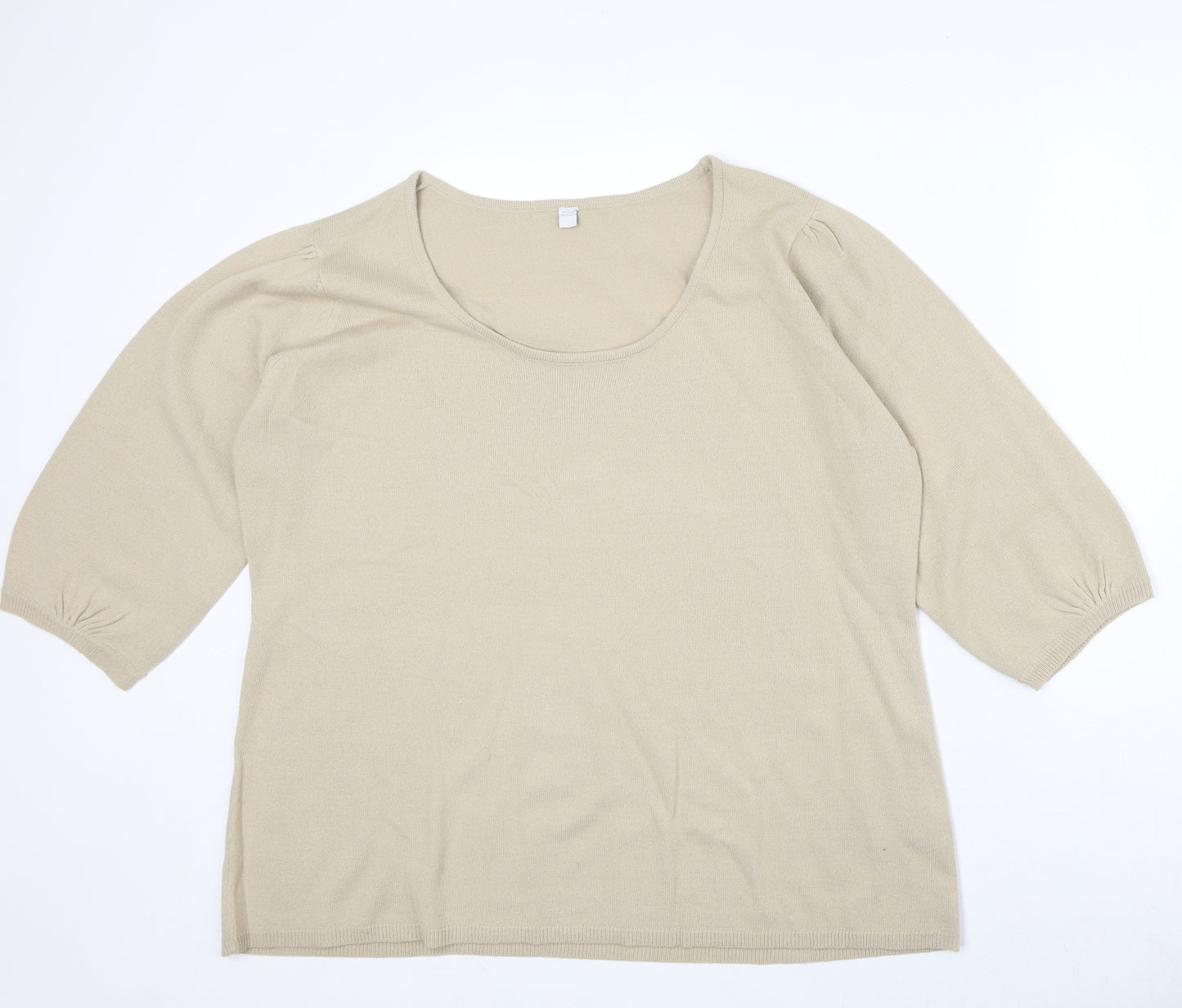 Note Womens Beige Scoop Neck Acrylic Pullover Jumper Size 20