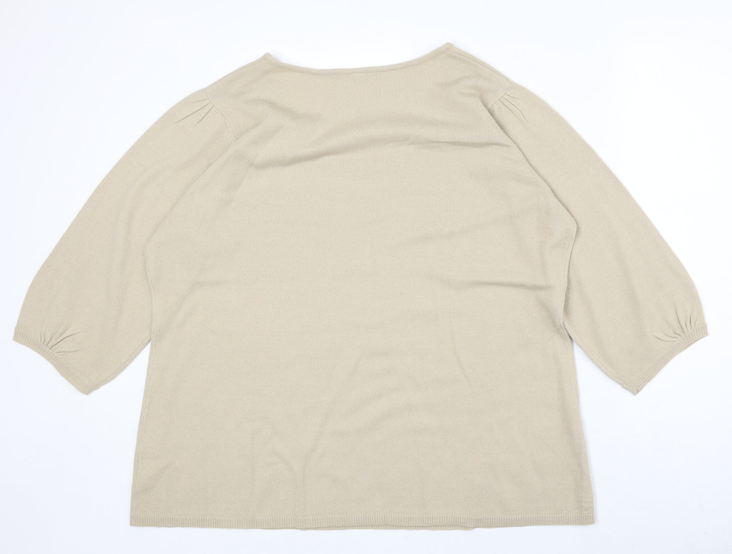 Note Womens Beige Scoop Neck Acrylic Pullover Jumper Size 20