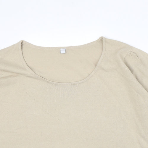 Note Womens Beige Scoop Neck Acrylic Pullover Jumper Size 20