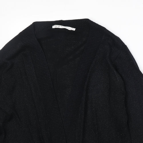 EWM Womens Black V-Neck Acetate Cardigan Jumper Size M