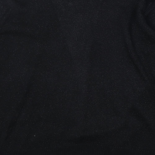 EWM Womens Black V-Neck Acetate Cardigan Jumper Size M