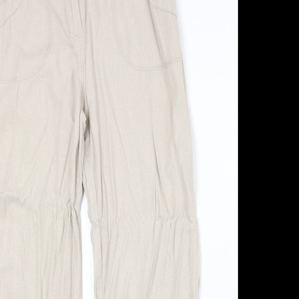 Marks and Spencer Womens Beige Linen Trousers Size 12 Regular Zip