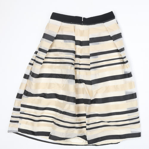 Preworn Womens Beige Striped Polyester Tulip Skirt Size 10 Zip