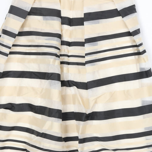 Preworn Womens Beige Striped Polyester Tulip Skirt Size 10 Zip
