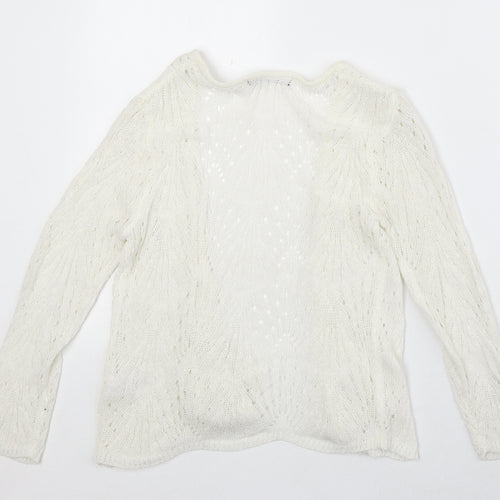 David Emanuel Womens Ivory V-Neck Acrylic Cardigan Jumper Size XS
