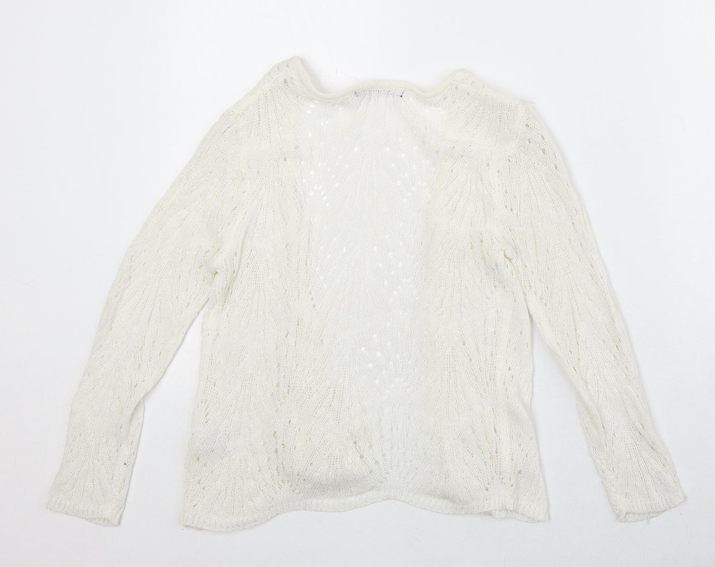 David Emanuel Womens Ivory V-Neck Acrylic Cardigan Jumper Size XS