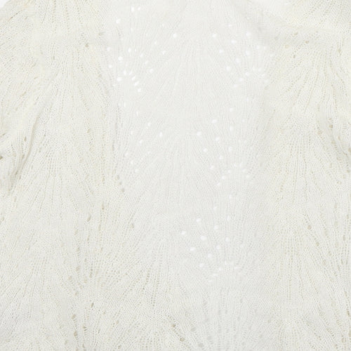 David Emanuel Womens Ivory V-Neck Acrylic Cardigan Jumper Size XS