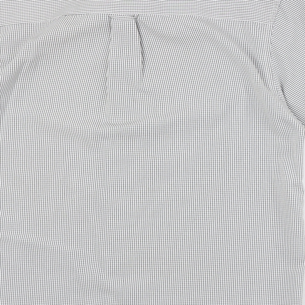 Defined Mens Grey Geometric Polyester Button-Up Size L Collared Button
