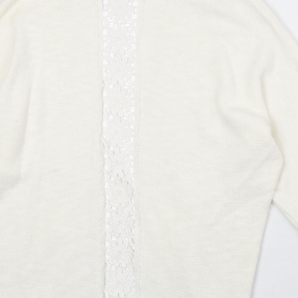 Dunnes Stores Womens Ivory V-Neck Cotton Cardigan Jumper Size S