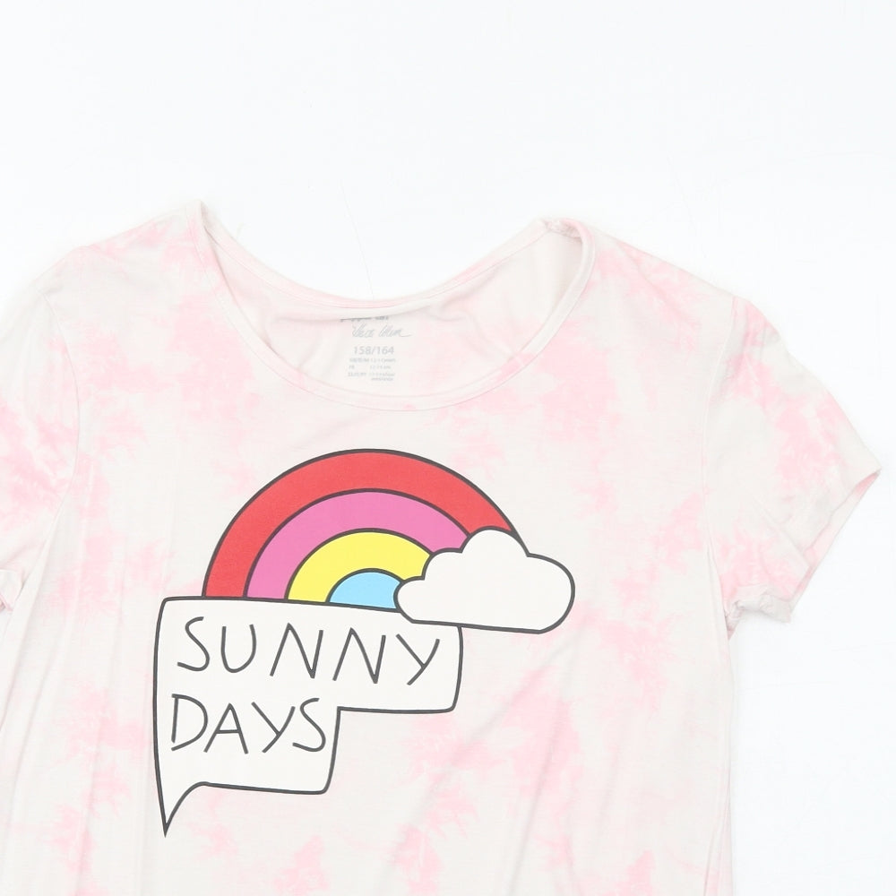 Pepperts Girls Pink Viscose Basic T-Shirt Size 12-13 Years Round Neck Pullover - Sunny Days