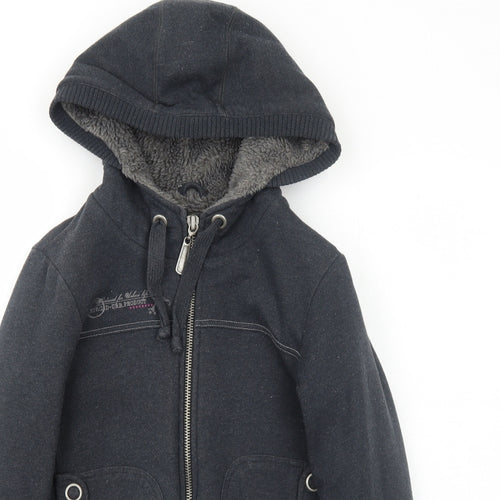 River Island Womens Grey Bomber Jacket Jacket Size 10 Zip - Fluffy Lining