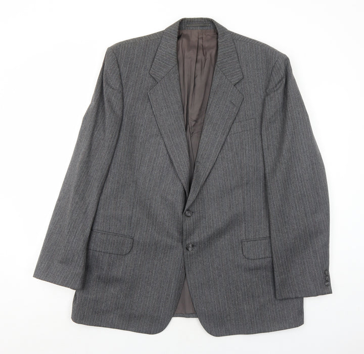 Marks and Spencer Mens Grey Striped Wool Jacket Suit Jacket Size 44 Regular