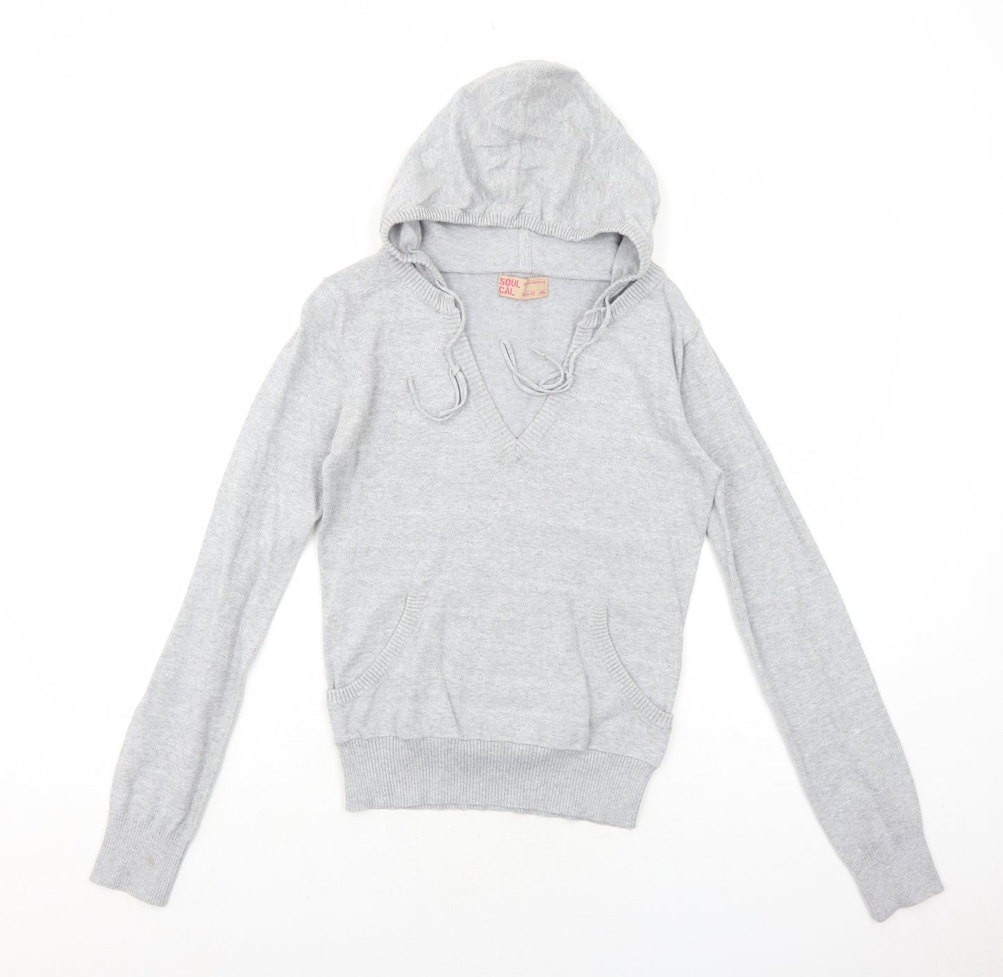 SoulCal&Co Womens Grey Cotton Pullover Hoodie Size 10 Pullover