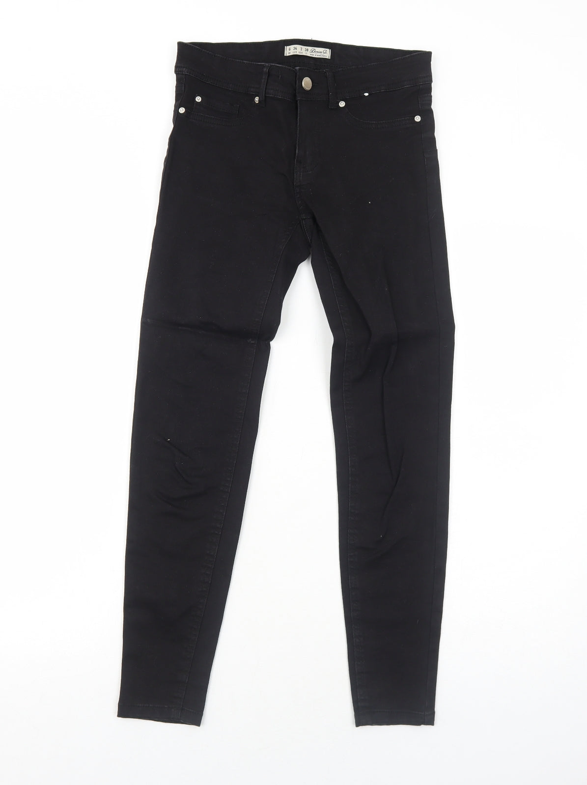 Primark Womens Black Cotton Skinny Jeans Size 6 Regular Zip