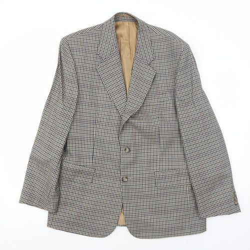 Burton Mens Multicoloured Geometric Wool Jacket Blazer Size 40 Regular